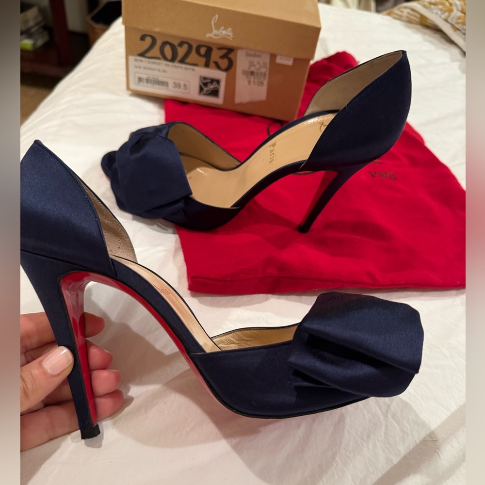 Midnight Blue Satin Louboutin Heels